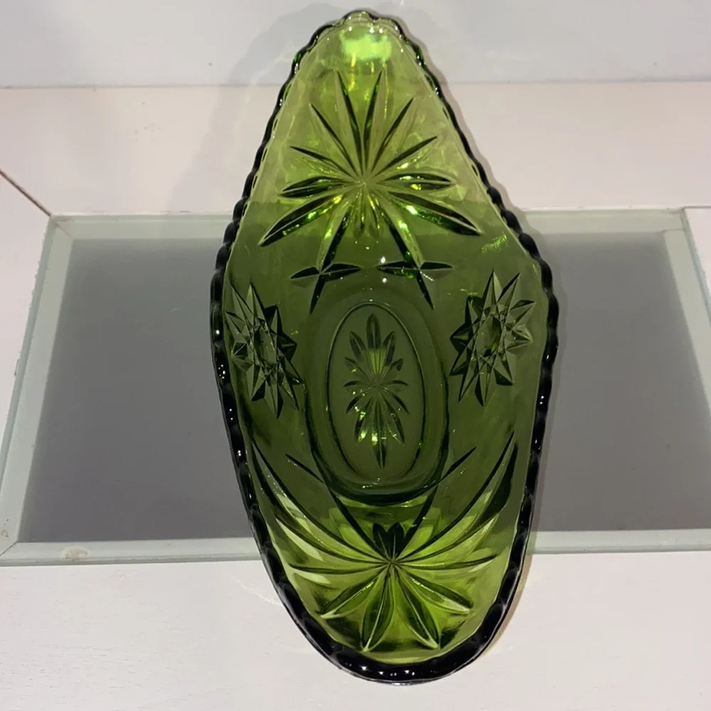Emerald Green Anchor Hocking Star Of David Catchall 1960’s Decorative Candy Dish